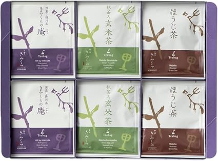 3 types of tea bags [Small pack] Sencha Genmaicha with matcha Hojicha Japan tea variety set of tea packs for cups Individually wrapped and always fresh