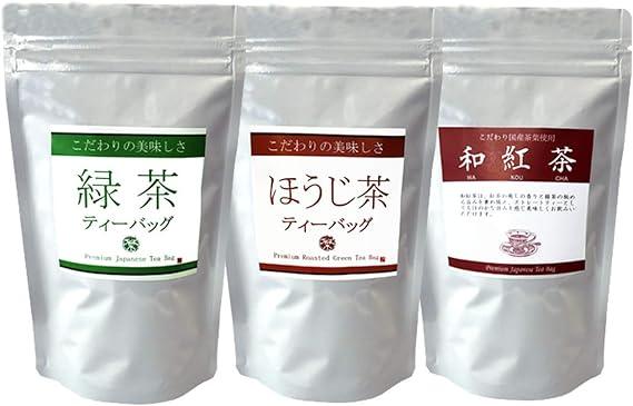 Specialty Tea Bag Set (Green Tea, Hojicha, Japanese Black Tea) | 3g × 20 pieces each | Convenient Tea Bags with Strings | Nylon Triangular Bag - NihonMura