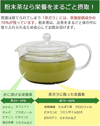 Shizuoka Prefecture Ichiban tea use Whole catechin powdered green tea Pesticide-free and chemical-free fertilizer cultivation Nutrition whole eating tea Shochu cracker My bottle 200 cups of hot water 100g (2 bag)