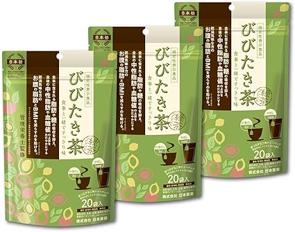 NIHON YAKKEN Bibitaki Tea Green Tea Blend (Food with Functional Claims/Tea Bag / 2.3g×20 Bags×3 Pieces) For those who are concerned about waist / BMI (using domestic green tea)