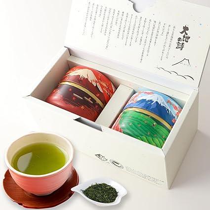 Arahataen Japan Tea Gift Fuji Calendar Can 80g × 2 Bottles Box Natsume Can Kabusecha Gift Set Shizuoka Prefecture Green Tea Deep Steamed Tea Tea Tea Leaves Gift Gift Makinohara Tea Mt. Fuji Lucky Charm - NihonMura