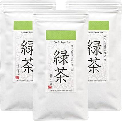 Green Tea Powder 90g × 3 Pack | Powdered tea that dissolves quickly | Green Tea Instant Tea | Zippered Bags (3)