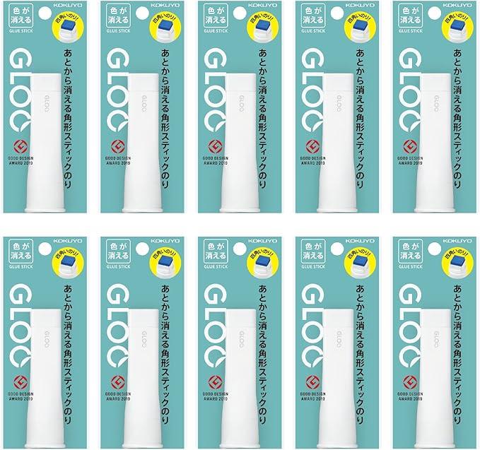 KOKUYO GLOO Color-disappearing Stick Glue, S Size, White, Set of 10 - NihonMura