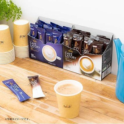 AGF Blendy Cafe Latte Stick Rich Milk Cafe Latte No Sweetness 18 Bottles×3 Boxes [ Stick Coffee ] [ Unsweetened ] - NihonMura