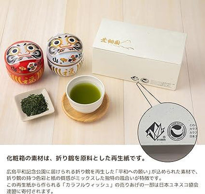 Arahataen Shizuoka Tea Red and White Daruma Can 80g × 2 Bottles Boxed Green Tea Tea Gift Suzuko Can Present Covered Tea Brand Tea Tea Leaves Deep Steamed Tea Lucky Charm Daruma Dharma - NihonMura