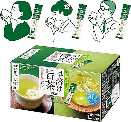 AGF Shinchajin Quick-solving umami tea Uji matcha with Kamisencha Stick 100 sticks [ Tea Stick ] [ Powdered green tea ] [ Tea bag not required ] 0.8g (x 100) - NihonMura