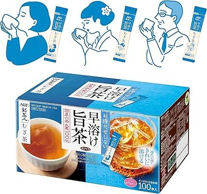 AGF Shinchajin Quick Dissolved Umaicha Mugicha Stick 100 Sticks [ Tea Stick ] [ Barley Tea Powder ] [ Tea Bag Not Needed ] 0.9g (x 100) - NihonMura