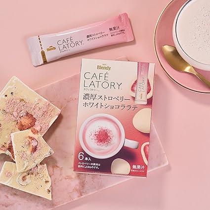 AGF Blendy Cafe Latte Stick Rich Strawberry White Chocolat Latte 6 Bottles×6 Boxes 【 Cocoa Stick 】 【 Sweets Latte 】 【 Powder 】 - NihonMura