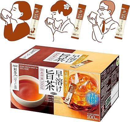 AGF Shinchajin Quick Dissolution Umaicha Hojicha Stick 100 Sticks [ Tea Stick ] [ Hojicha Powder ] [ Tea Bag Not Needed ] 0.8g (x 100) - NihonMura