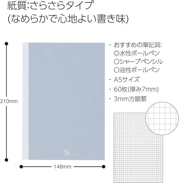 Kokuyo PERPANEP A5 Notebook, Smooth 0.1 inch (3 mm) Ruled Ruled PER-MS106S3M - NihonMura