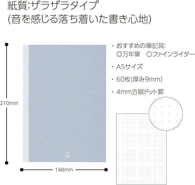 Kokuyo PERPANEP A5 Notebook, Rough, 0.2 inch (4 mm) Square Dot Ruled, PER-MZ106WT4M - NihonMura