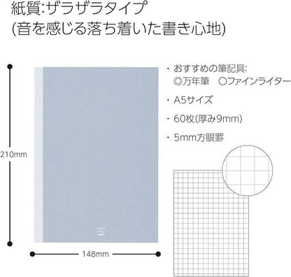 Kokuyo PERPANEP A5 Notebook, Rough, 0.2 inch (5 mm) Ruled Ruled PER-MZ106S5M - NihonMura