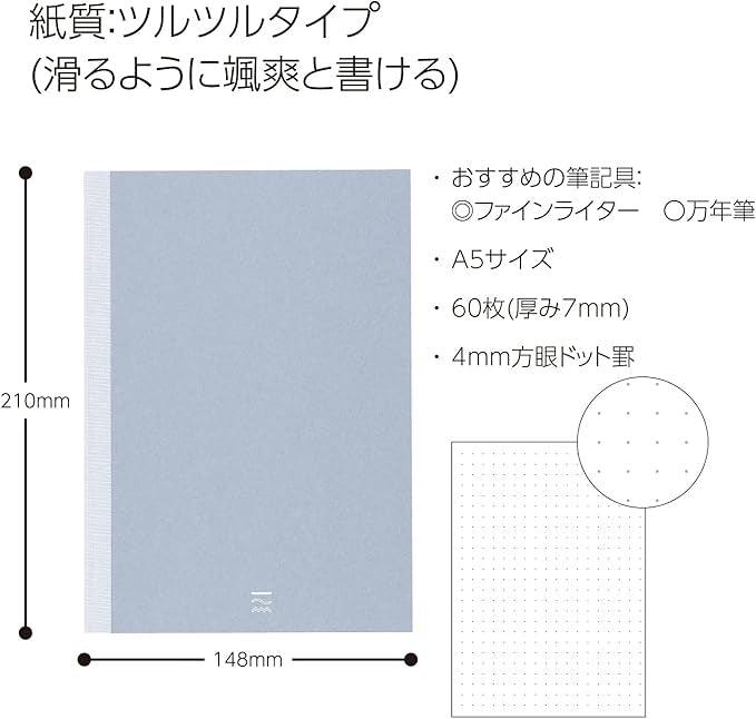 Kokuyo PERPANEP A5 Notebook, Smooth 0.2 inch (4 mm) Square Dot Ruled, PER-MT106WT4M - NihonMura