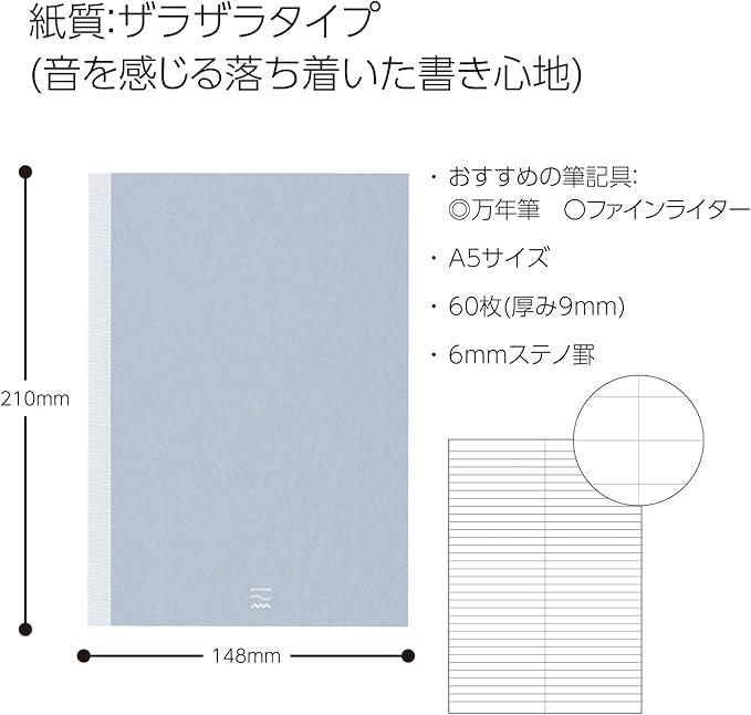 Kokuyo PERPANEP A5 Notebook, Rough, 0.2 inch (6 mm) Steno-Ruled, PER-MZ106CBM - NihonMura