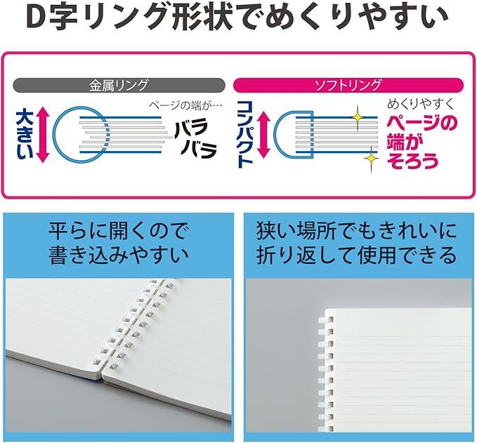 Kokuyo Soft Ring Notebook, Business, 70 Sheets, blk - NihonMura