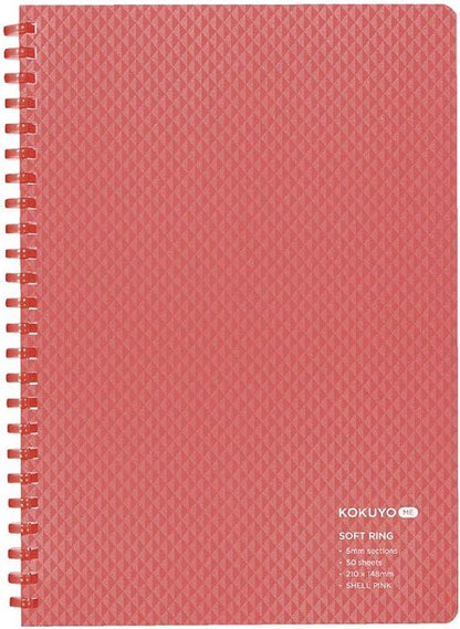 Kokuyo KME-SR931S5RP Notebook, Soft Ring Notebook, 50 Sheets, 0.2 inch (5 mm) Square, A5, Peach - NihonMura