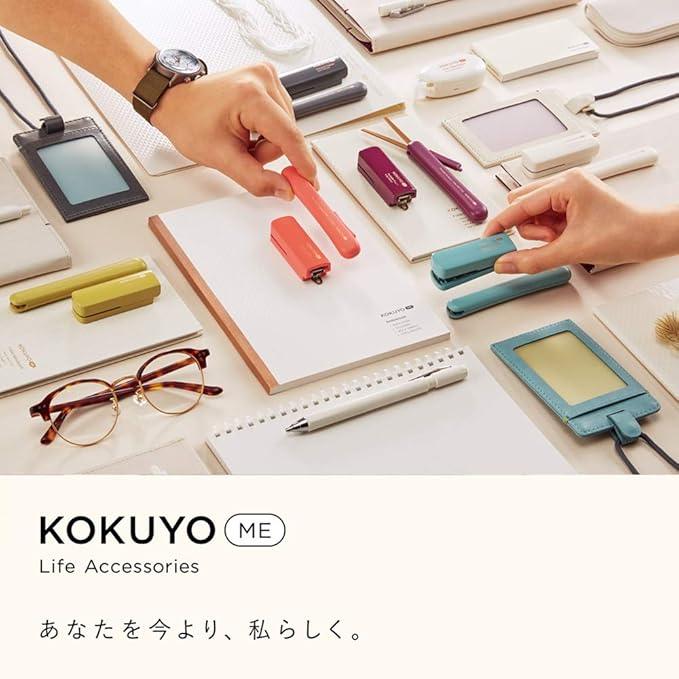 Kokuyo KME-PSPT320RP Compact Portable Scissors KOKUYO ME Titanium Glueless Blade Peach - NihonMura