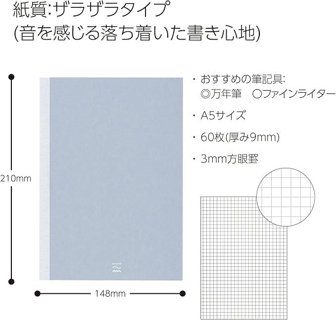 Kokuyo PERPANEP A5 Notebook, Rough, 0.1 inch (3 mm) Ruled Ruled PER-MZ106S3M - NihonMura