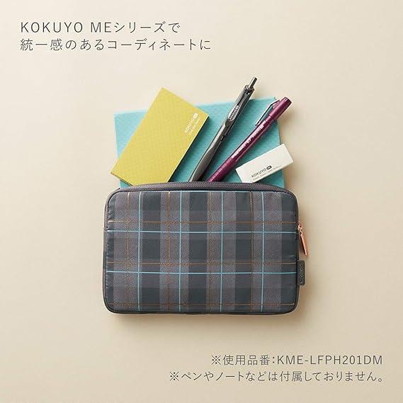 Kokuyo KME-LFPH201DM Flat Pouch, Field Book, Size, Check, Ash - NihonMura