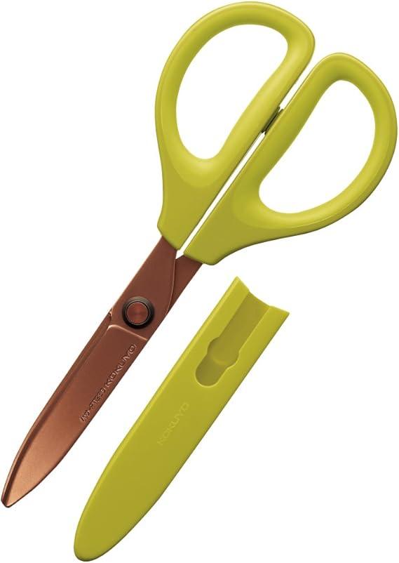 Kokuyo PT280YG Scissors Saxa Titanium Glueless Blade Yellow-Green - NihonMura