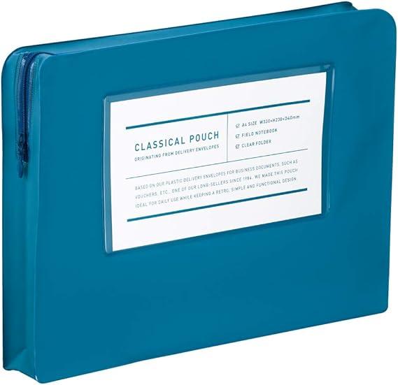 Kokuyo F-VBF230B Classical Pouch, A4 Case, Blue - NihonMura