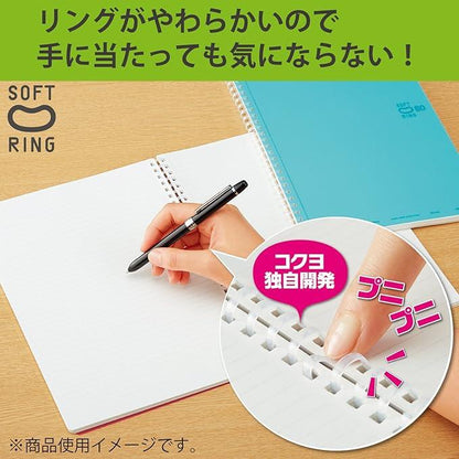 Kokuyo Notebook, Soft Ring, 80 Sheets, A5, Square Ruled, SV338S5-C, Silver - NihonMura