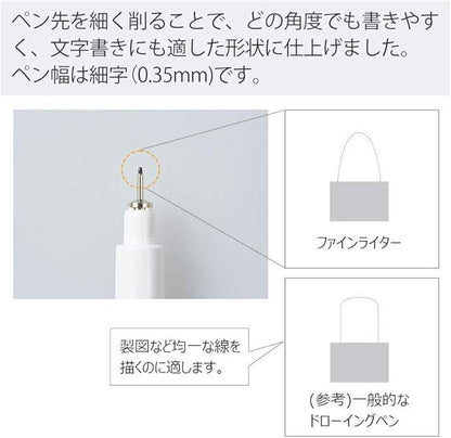 Kokuyo PER-FWE035W-2P Plastic Fine Lighter, Fine Point, Set of 2, White - NihonMura