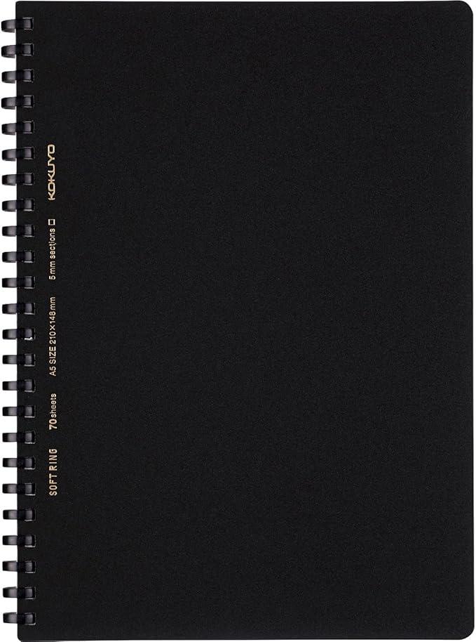 Kokuyo Soft Ring Notebook, Business, 70 Sheets, blk - NihonMura