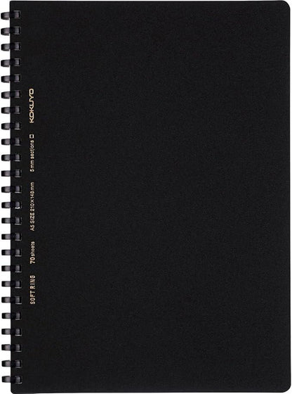 Kokuyo Soft Ring Notebook, Business, 70 Sheets, blk - NihonMura