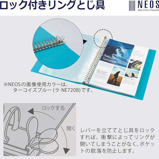 Kokuyo La-NE720DB Clear File NEOS Replacement Paper Type A4 Vertical Middle 30 Holes Navy - NihonMura