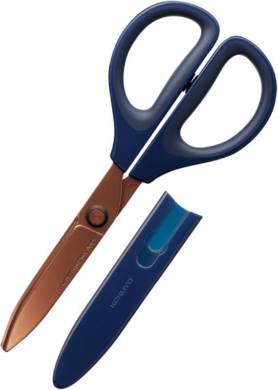 KOKUYO Scissors Saxa Titanium Glueless Blade Navy Blue Hasa PT280DB - NihonMura