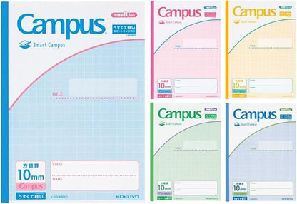 Kokuyo No-GS30S10X5 Notebook, Campus Notebook, Smart Campus Notebook, B5, 0.4 inch (10 mm) Square Ruled, 5 Books - NihonMura