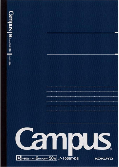 Kokuyo Notebook, Campus Notebook, Adult Campus, Doted, B Ruled, A5, 50 Sheets, No-105BT-DB, Navy Blue, Body Size: W5.8 x H8.3 x D.2 inches (148 x 210 x 6 mm), 4.5 oz (129 g) - NihonMura