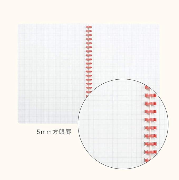 Kokuyo KME-SR931S5RP Notebook, Soft Ring Notebook, 50 Sheets, 0.2 inch (5 mm) Square, A5, Peach - NihonMura