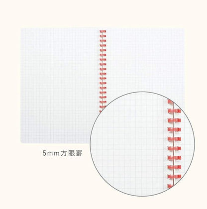 Kokuyo KME-SR931S5RP Notebook, Soft Ring Notebook, 50 Sheets, 0.2 inch (5 mm) Square, A5, Peach - NihonMura