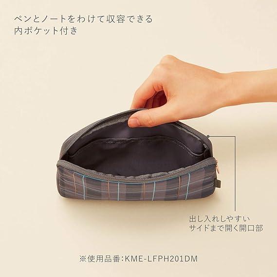 Kokuyo KME-LFPH201DM Flat Pouch, Field Book, Size, Check, Ash - NihonMura