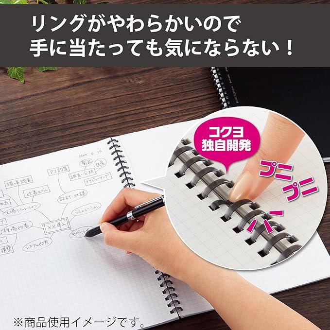 Kokuyo Soft Ring Notebook, Business, 70 Sheets, blk - NihonMura