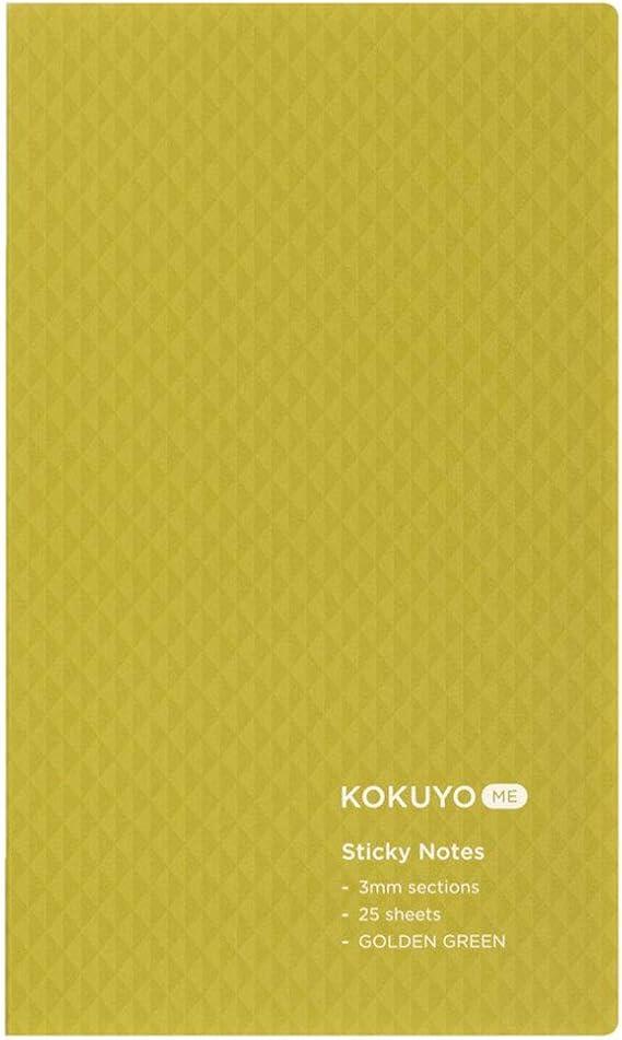 Kokuyo KME-FNT1S3YG Sticky Notes, 25 Pieces, 0.1 inch (3 mm) Square, Green - NihonMura