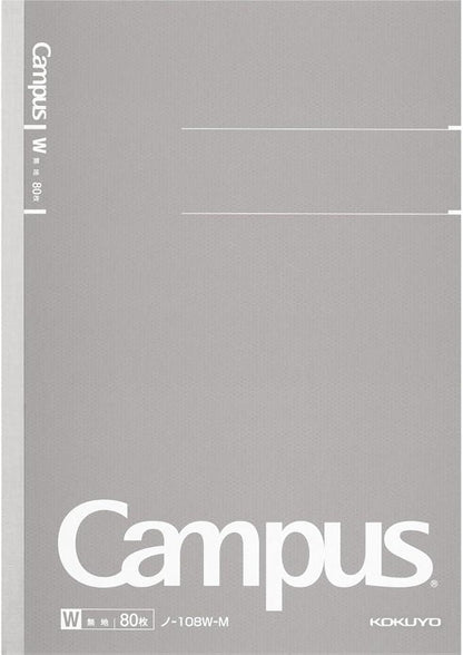 Kokuyo No-108W-M Campus Notebook, Adult Campus, Plain, A5, 80 Sheets - NihonMura