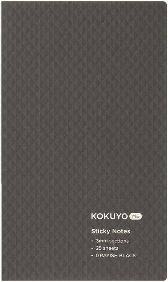 Kokuyo KME-FNT1S3DM Sticky Notes, Notebook, 25 Sheets, 0.1 inch (3 mm) Square, Black - NihonMura