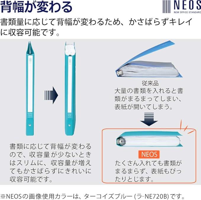 Kokuyo La-NE720DB Clear File NEOS Replacement Paper Type A4 Vertical Middle 30 Holes Navy - NihonMura