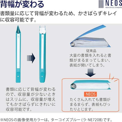 Kokuyo La-NE720DB Clear File NEOS Replacement Paper Type A4 Vertical Middle 30 Holes Navy - NihonMura