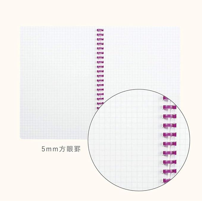 Kokuyo KME-SR931S5DV Notebook, Soft Ring Notebook, 50 Sheets, 0.2 inch (5 mm) Square, A5, Purple - NihonMura