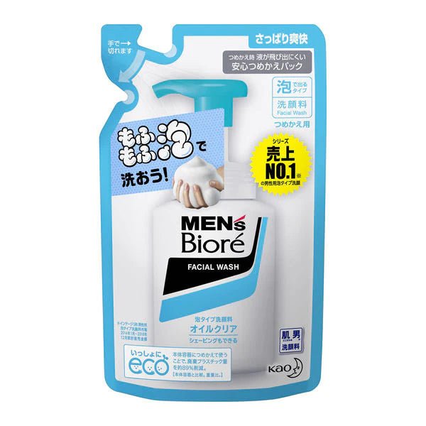 Biore Mens Facial Wash Refill 130ml - Oil Clear Bubble Type - NihonMura