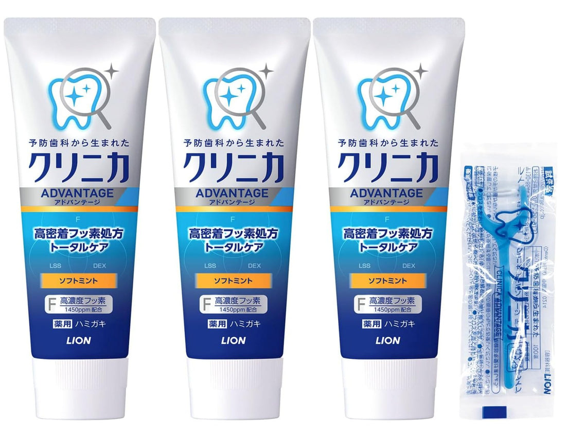 Clinica Advantage [Quasi-drug] Toothpaste Soft Mint Toothpaste Fluorine 130g x 3 + With Floss - NihonMura