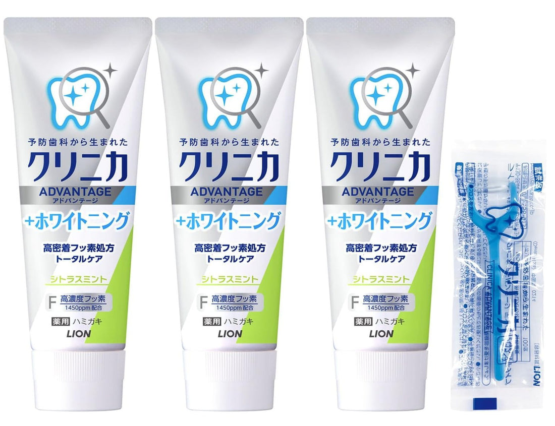 Clinica Advantage [Quasi-drug] + Whitening Toothpaste Citrus Mint Toothpaste Fluorine 130g x 3 + With Floss - NihonMura
