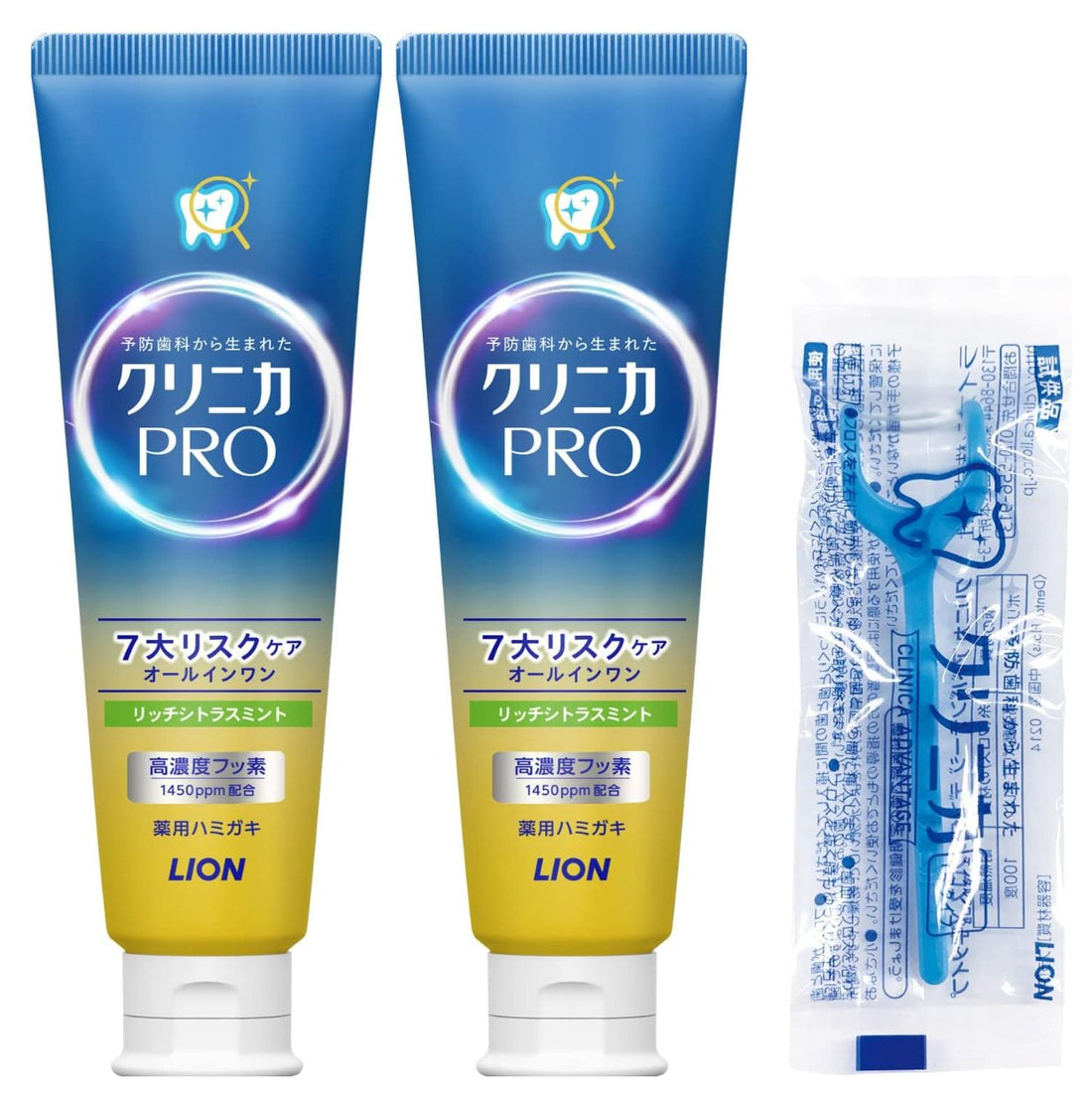 Clinica PRO [Quasi-drug] All-in-one Toothpaste Rich Citrus Mint Toothpaste Fluoride Periodontal Disease 95g x 2 + Floss Included - NihonMura