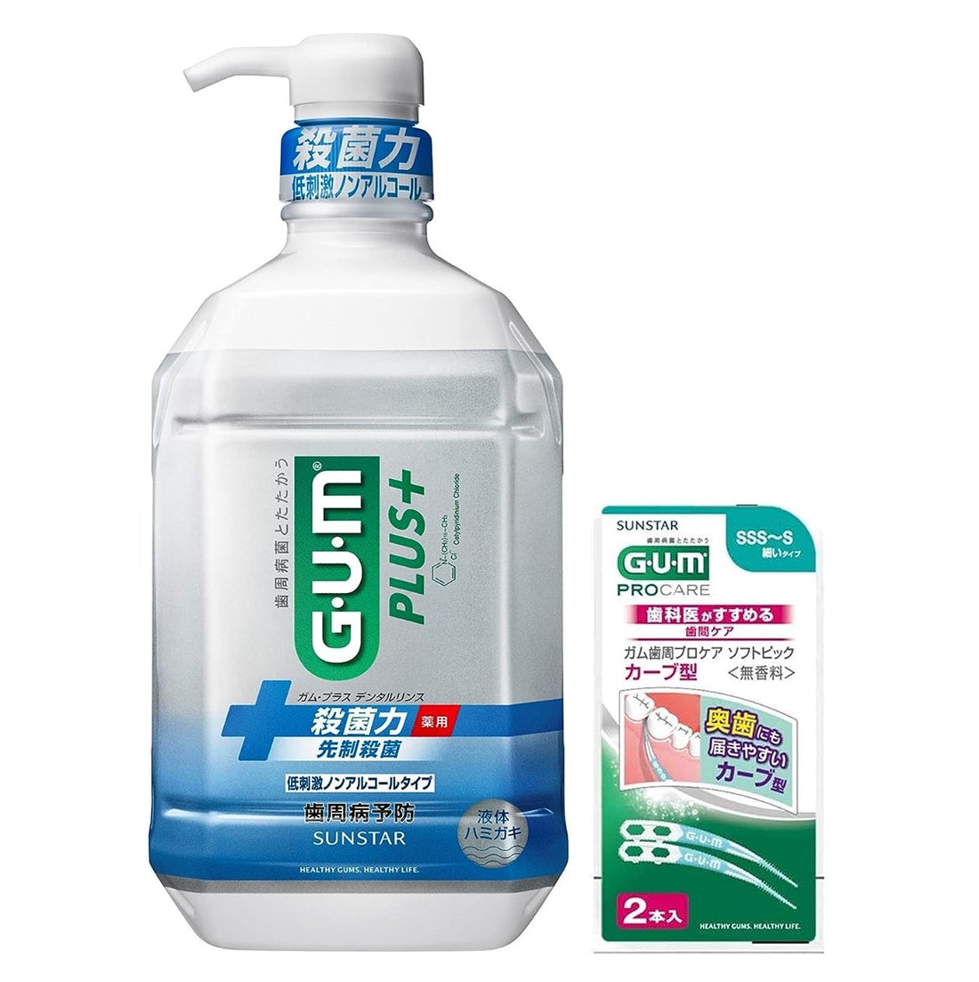 GUM Plus [Quasi-drug] Dental rinse, medicated liquid toothpaste [non-alcoholic, hypoallergenic, herbal mint] 900ml x 1 bottle + bonus - NihonMura