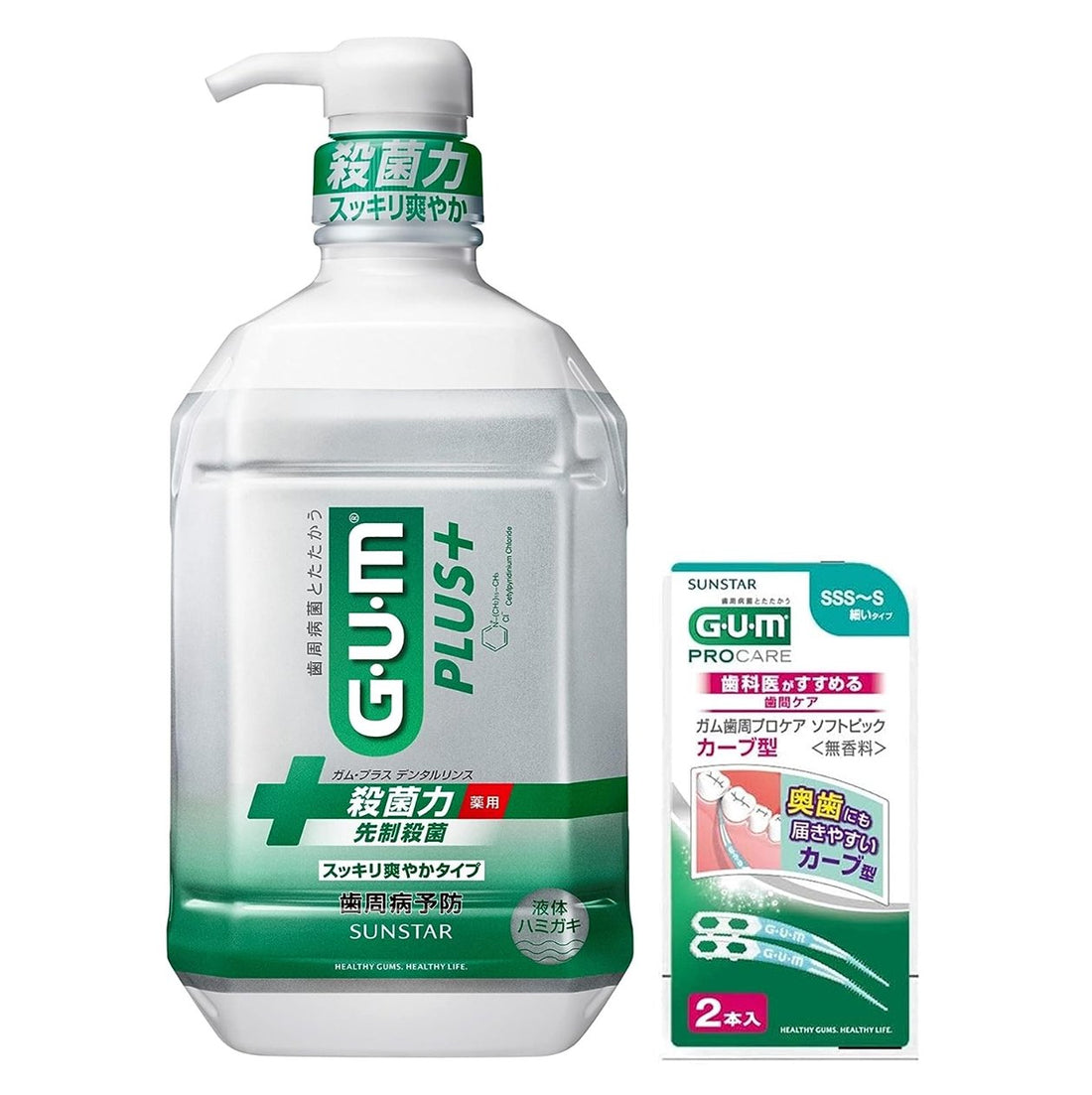 GUM Plus [Quasi-drug] Dental rinse, medicated, liquid toothpaste [refreshing type (alcohol combination), herbal mint] 900ml x 1 bottle + bonus - NihonMura