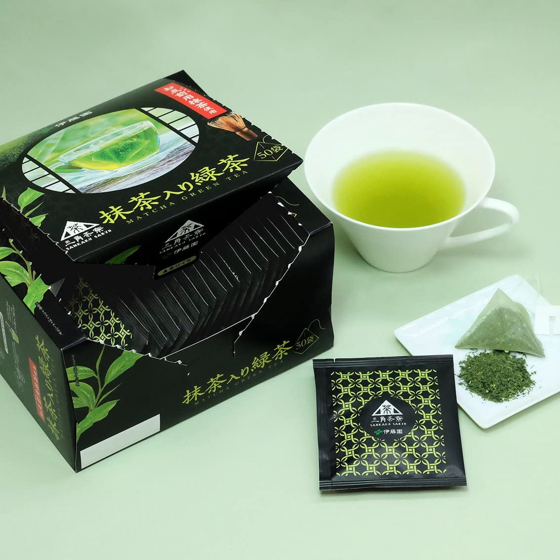 Ito En Triangle Tea House 50 Green Tea Bags with Matcha - NihonMura